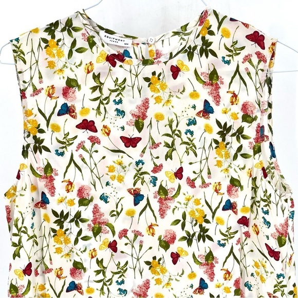 Equipment REVOLVE Kyle Flower Floral Spring Silk Sleeveless Blouse Bright White - Picture 3 of 7